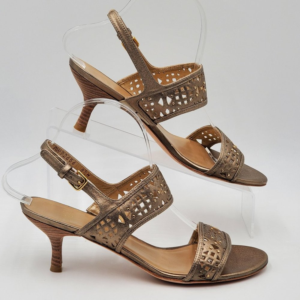 Stuart Weitzman Metallic Leather Kitten Heels - Picture 9 of 16
